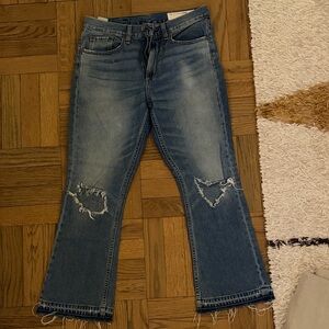 rag and bone distressed cropped denim